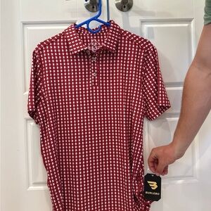 BURLEBO Red and White Checkered Polo Shirt